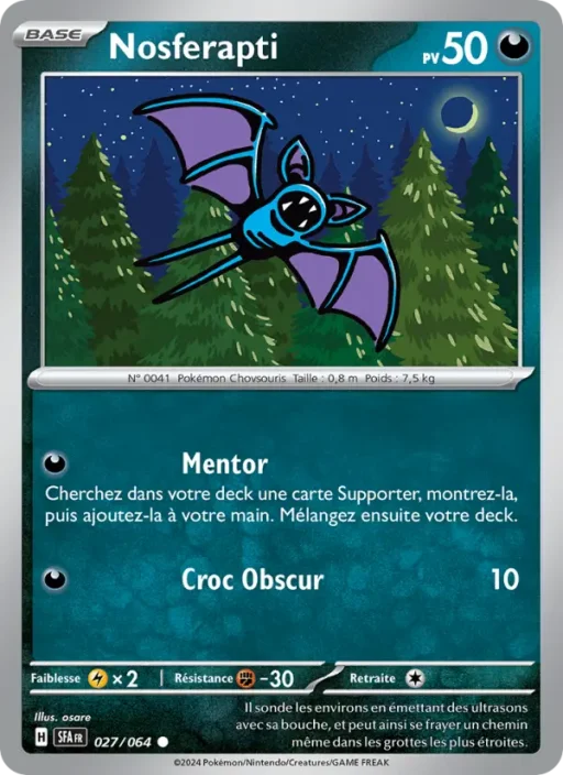 Carte Pokémon Nosferapti 027/064 Commune Fable Nébuleuse