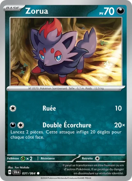 Carte Pokémon Zorua 031/064 Commune Fable Nébuleuse