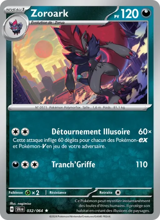 Carte Pokémon Zoroark 032/064 Rare Fable Nébuleuse