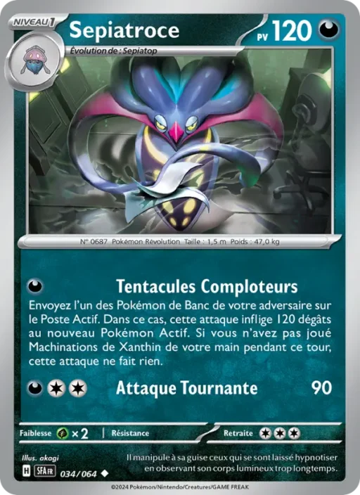 Carte Pokémon Sepiatroce 034/064 Peu Commune Fable Nébuleuse