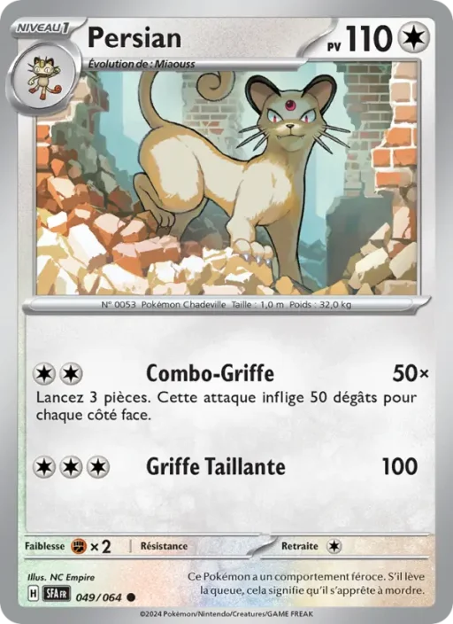 Carte Pokémon Persian 049/064 Commune Fable Nébuleuse