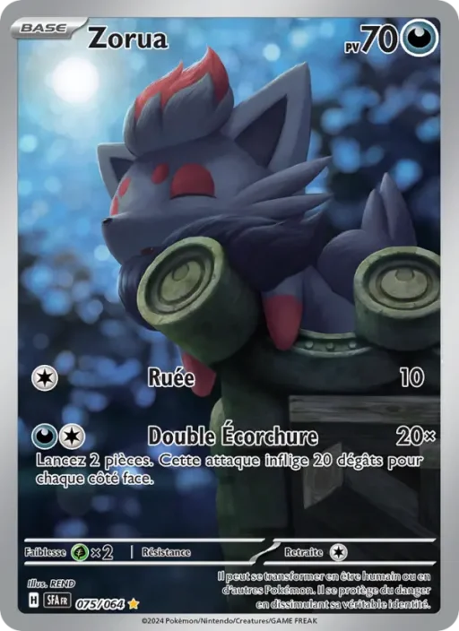 Carte Pokémon Zorua 075/064 Illustration rare Fable Nébuleuse