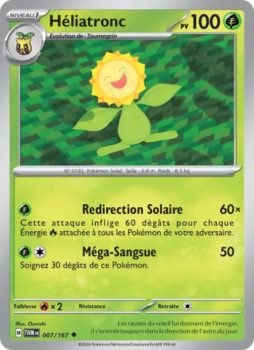 Carte Pokémon Héliatronc 007/167 Peu Commune Mascarade Crépusculaire