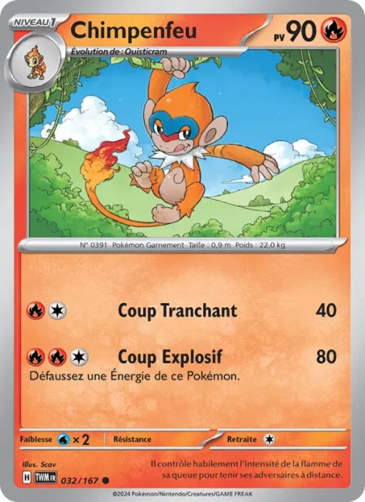 Carte Pokémon Chimpenfeu 032/167 Commune Mascarade Crépusculaire