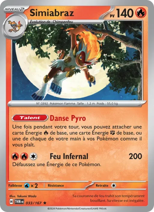 Carte Pokémon Simiabraz 033/167 Rare Mascarade Crépusculaire