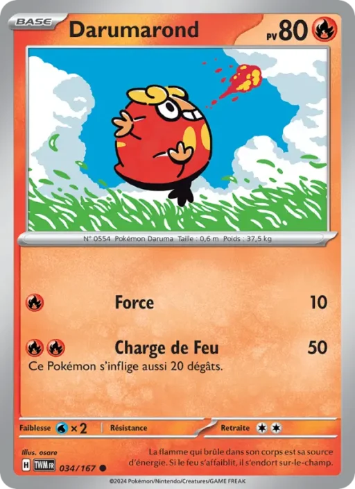 Carte Pokémon Darumarond 034/167 Commune Mascarade Crépusculaire