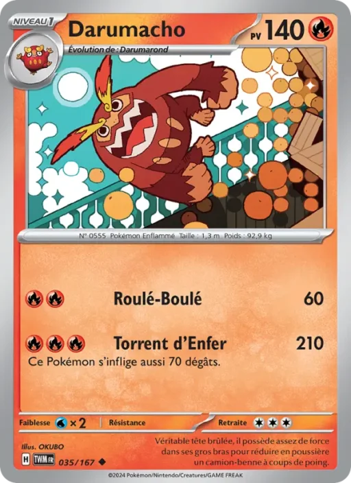Carte Pokémon Darumacho 035/167 Peu Commune Mascarade Crépusculaire