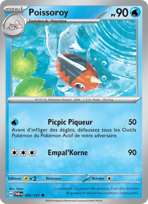 Carte Pokémon Poissoroy 045/167 Commune Mascarade Crépusculaire