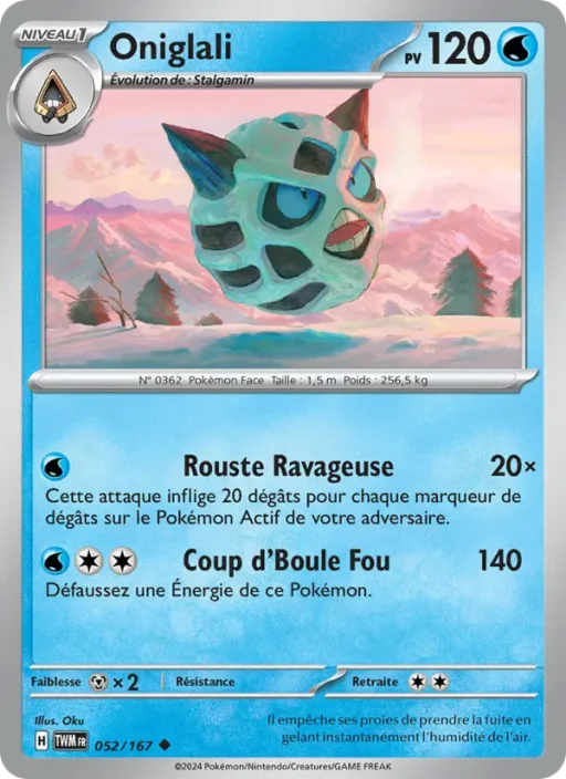 Carte Pokémon Oniglali 052/167 Peu Commune Mascarade Crépusculaire