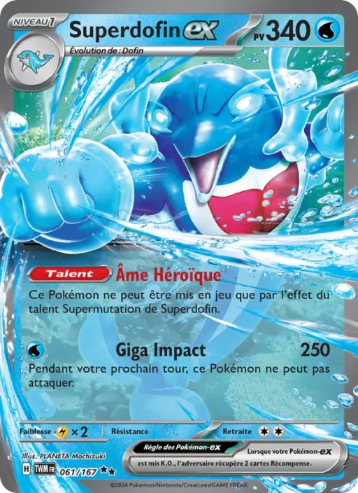 Carte Pokémon Superdofin-ex 061/167 Double rare Mascarade Crépusculaire