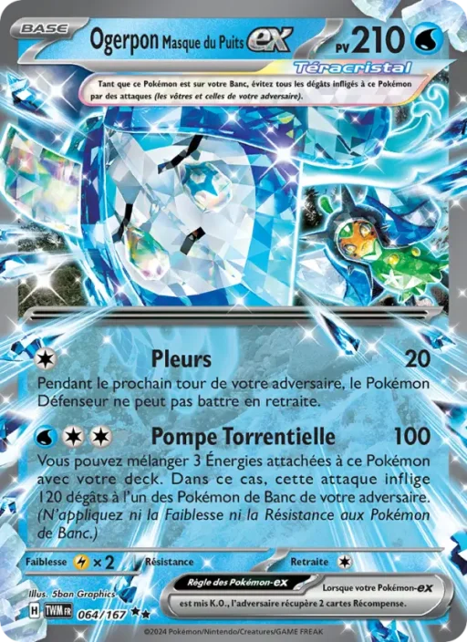 Carte Pokémon Ogerpon Masque du Puits-ex 064/167 Double rare Mascarade Crépusculaire