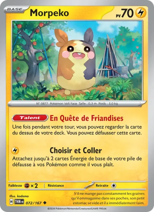 Carte Pokémon Morpeko 072/167 Peu Commune Mascarade Crépusculaire