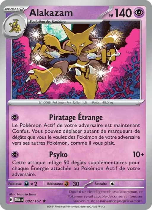 Carte Pokémon Alakazam 082/167 Rare Mascarade Crépusculaire