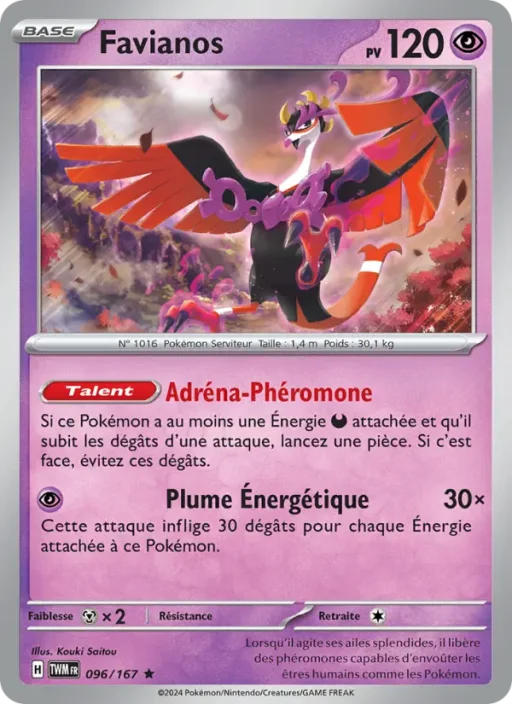 Carte Pokémon Favianos 096/167 Rare Mascarade Crépusculaire