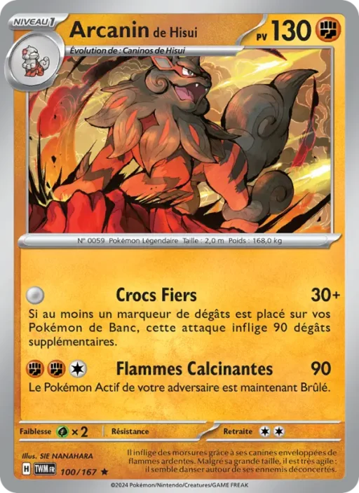 Carte Pokémon Arcanin de Hisui 100/167 Rare Mascarade Crépusculaire