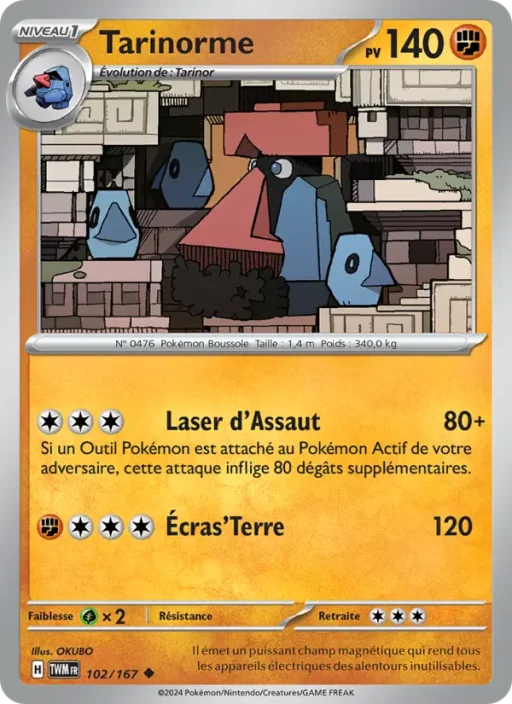 Carte Pokémon Tarinorme 102/167 Peu Commune Mascarade Crépusculaire