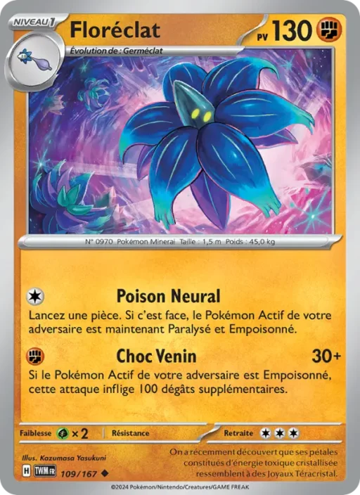 Carte Pokémon Floréclat 109/167 Peu Commune Mascarade Crépusculaire