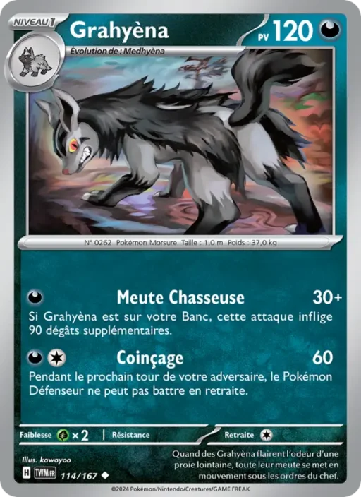 Carte Pokémon Grahyèna 114/167 Peu Commune Mascarade Crépusculaire