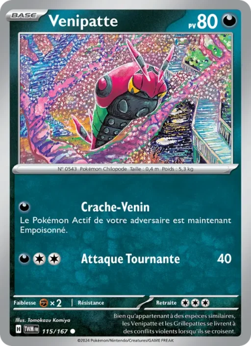 Carte Pokémon Venipatte 115/167 Commune Mascarade Crépusculaire