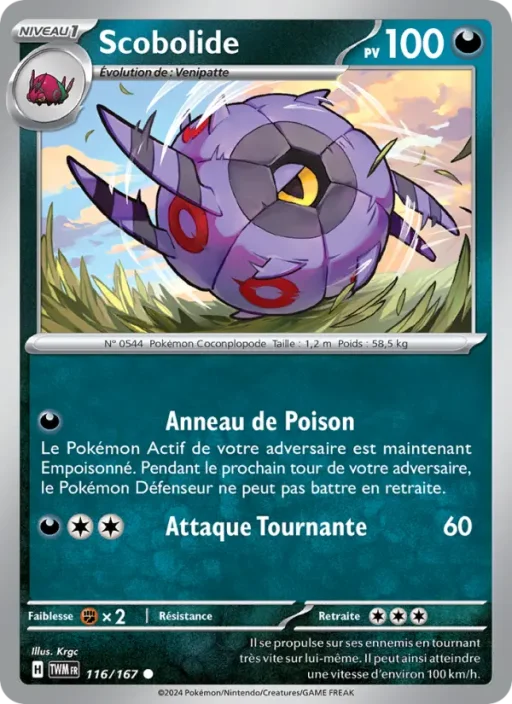Carte Pokémon Scobolide 116/167 Commune Mascarade Crépusculaire