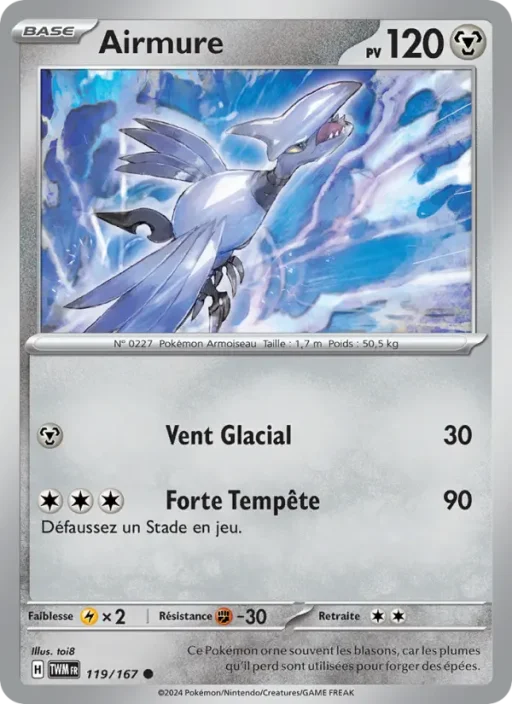 Carte Pokémon Airmure 119/167 Commune Mascarade Crépusculaire