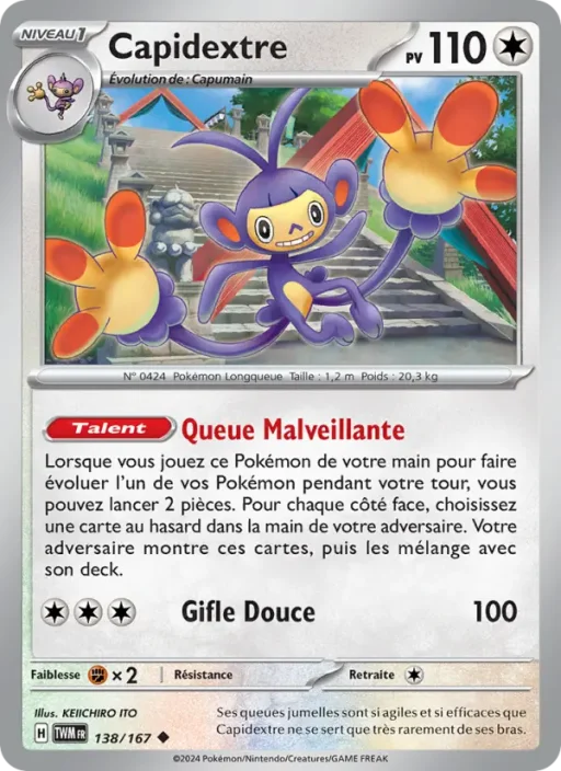 Carte Pokémon Capidextre 138/167 Peu Commune Mascarade Crépusculaire