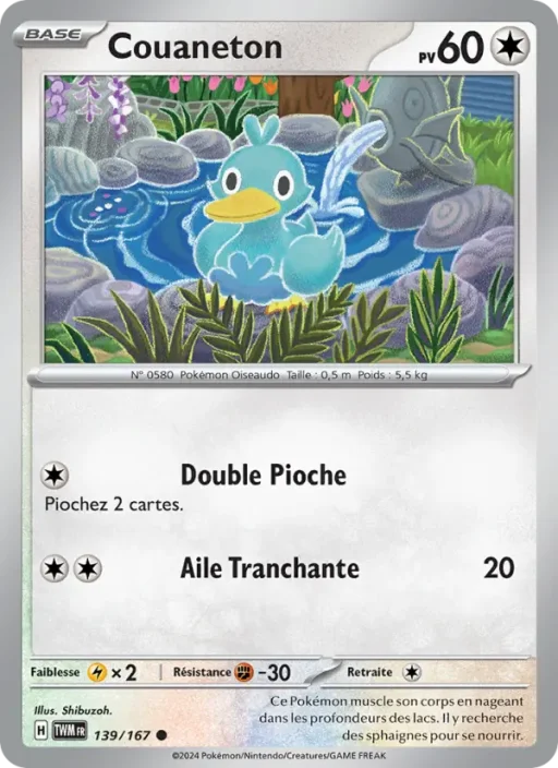 Carte Pokémon Couaneton 139/167 Commune Mascarade Crépusculaire