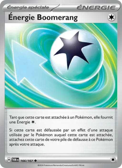 Carte Pokémon Énergie Boomerang 166/167 Peu Commune Mascarade Crépusculaire