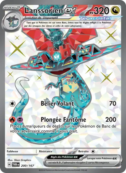 Carte Pokémon Lanssorien-ex 200/167 Ultra Rare Mascarade Crépusculaire