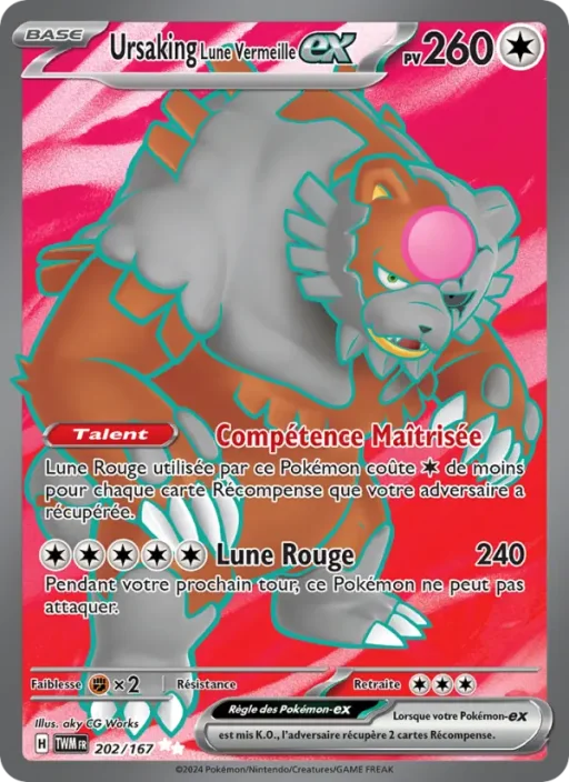 Carte Pokémon Ursaking Lune Vermeille-ex 202/167 Ultra Rare Mascarade Crépusculaire