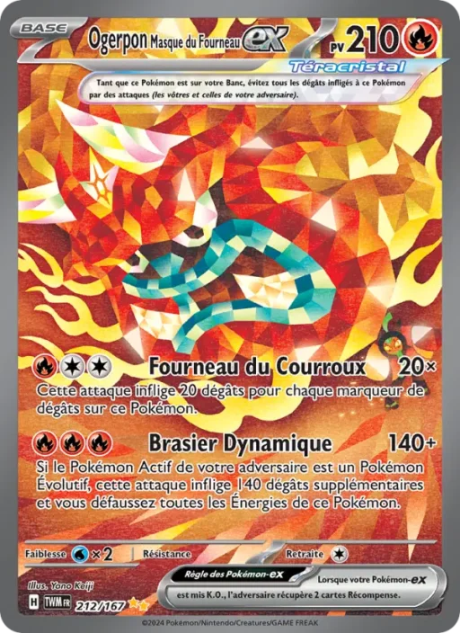 Carte Pokémon Ogerpon Masque du Fourneau-ex 212/167 Illustration spéciale rare Mascarade Crépusculaire