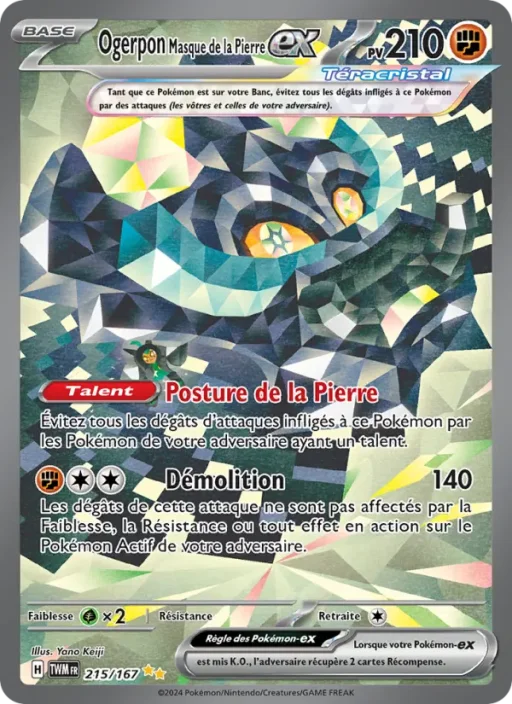 Carte Pokémon Ogerpon Masque de la Pierre-ex 215/167 Illustration spéciale rare Mascarade Crépusculaire