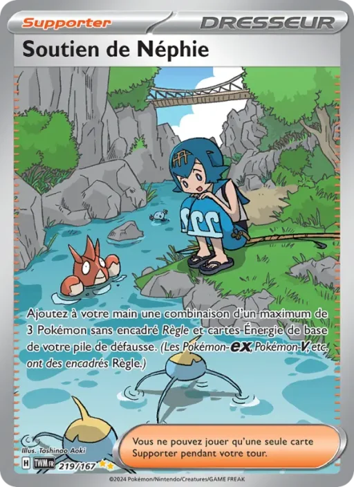 Carte Pokémon Soutien de Néphie 219/167 Illustration spéciale rare Mascarade Crépusculaire