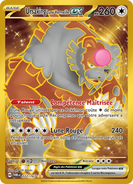 Carte Pokémon Ursaking Lune Vermeille-ex 222/167 Hyper rare Mascarade Crépusculaire