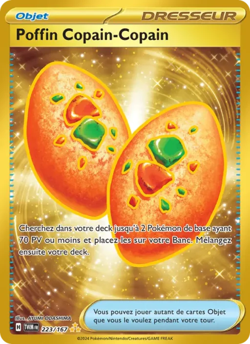 Carte Pokémon Poffin Copain-Copain 223/167 Hyper rare Mascarade Crépusculaire