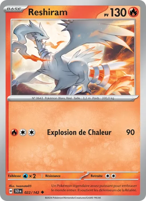 Carte Pokémon Reshiram 022/142 Peu Commune Couronne Stellaire