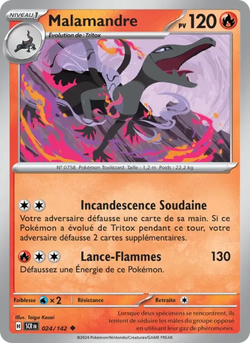 Carte Pokémon Malamandre 024/142 Peu Commune Couronne Stellaire