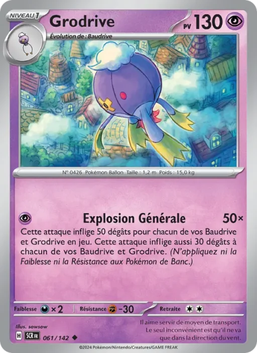 Carte Pokémon Grodrive 061/142 Peu Commune Couronne Stellaire