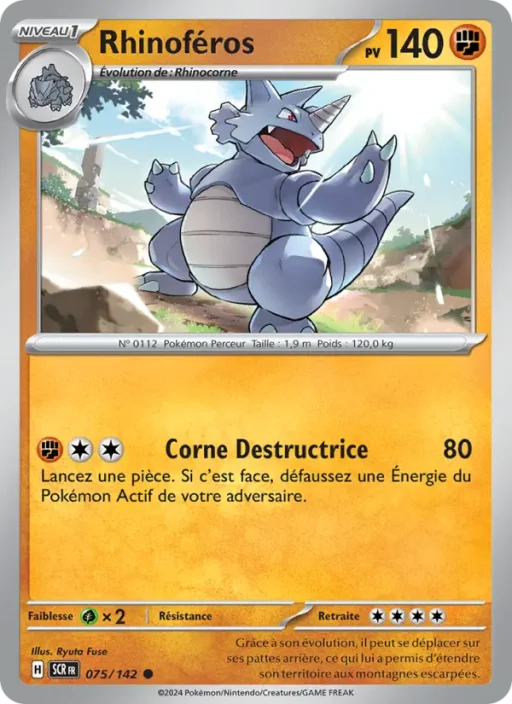 Carte Pokémon Rhinoféros 075/142 Commune Couronne Stellaire
