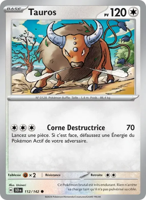 Carte Pokémon Tauros 112/142 Commune Couronne Stellaire