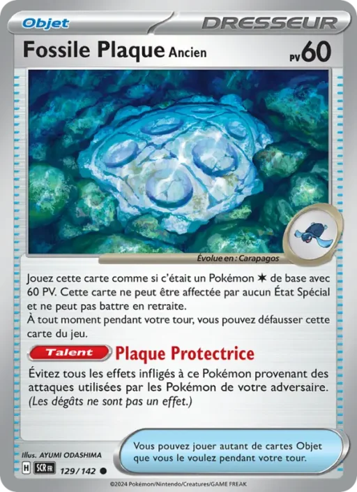 Carte Pokémon Fossile Plaque Ancien 129/142 Commune Couronne Stellaire