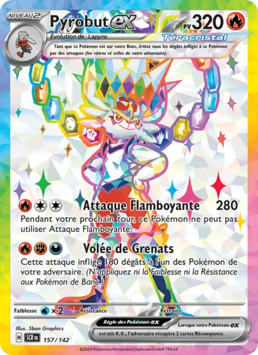 Carte Pokémon Pyrobut-ex 157/142 Ultra Rare Couronne Stellaire