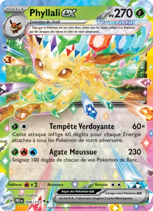 Carte Pokémon Phyllali-ex 006/131 Double rare Évolutions Prismatiques