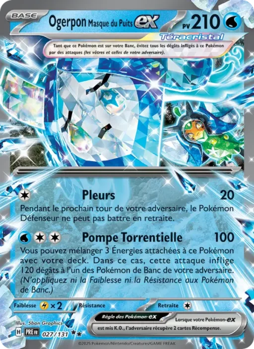 Carte Pokémon Ogerpon Masque du Puits-ex 027/131 Double rare Évolutions Prismatiques