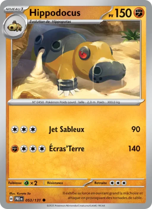 Carte Pokémon Hippodocus 053/131 Commune Évolutions Prismatiques
