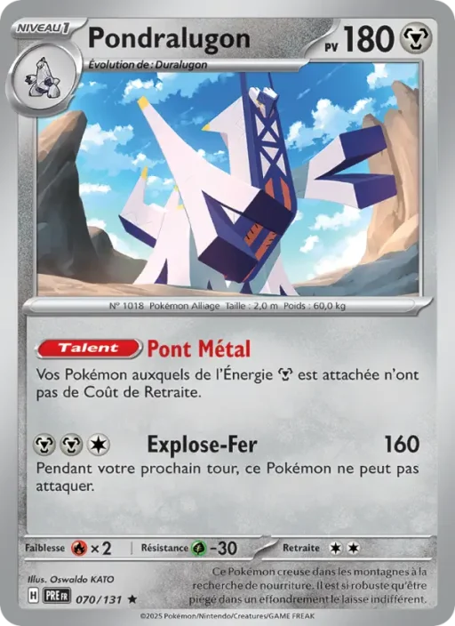 Carte Pokémon Pondralugon 070/131 Rare Évolutions Prismatiques