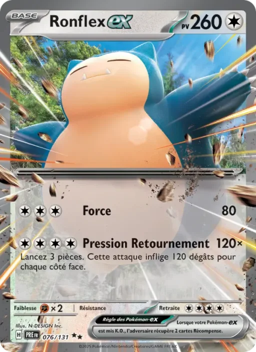 Carte Pokémon Ronflex-ex 076/131 Double rare Évolutions Prismatiques