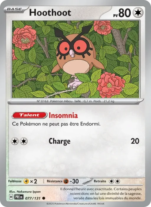 Carte Pokémon Hoothoot 077/131 Commune Évolutions Prismatiques