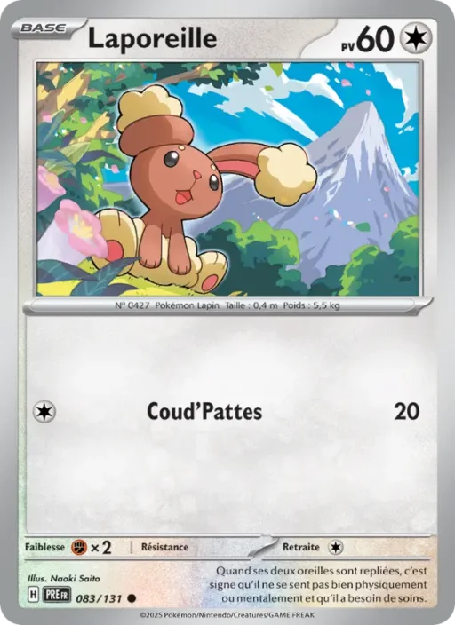 Carte Pokémon Laporeille 083/131 Commune Évolutions Prismatiques