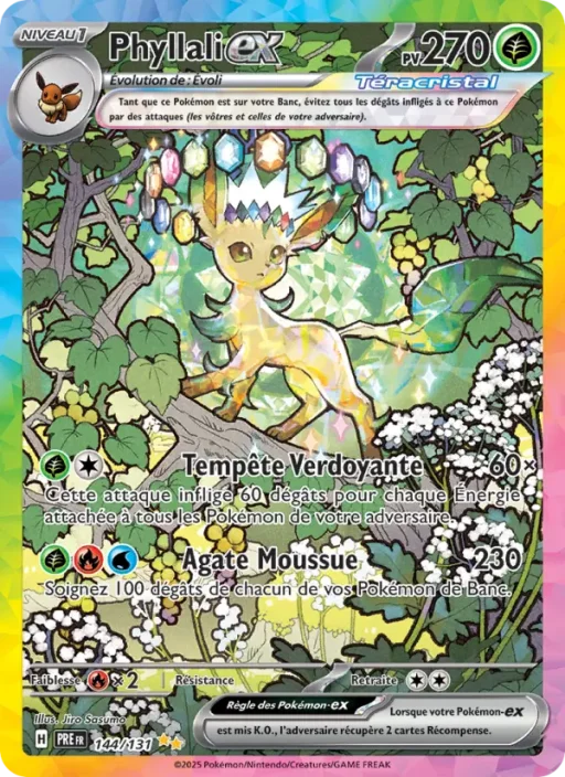 Carte Pokémon Phyllali-ex 144/131 Illustration spéciale rare Évolutions Prismatiques
